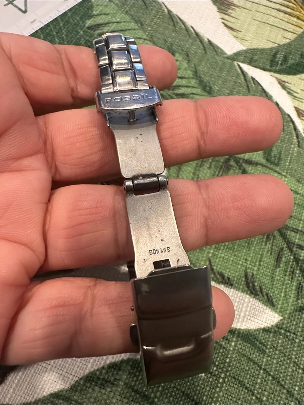 Fossil Silver Watch with Light Blue Dial